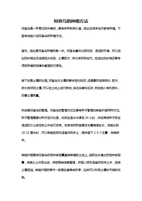 何首乌的种植方法
