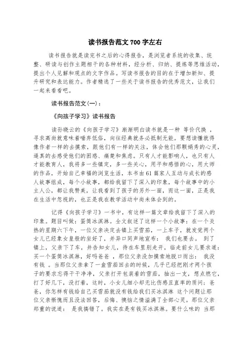 读书报告范文700字左右