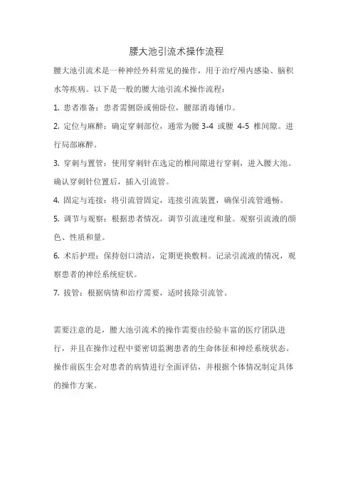 腰大池引流术操作流程