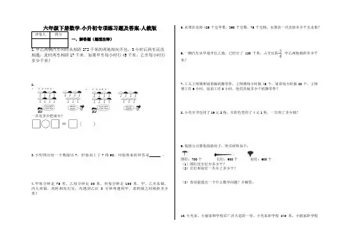 六年级下册数学-小升初专项练习题及答案-N53-人教版