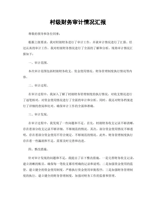 村级财务审计情况汇报