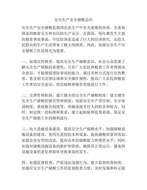 安全生产安全储粮总结