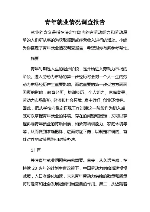 青年就业情况调查报告
