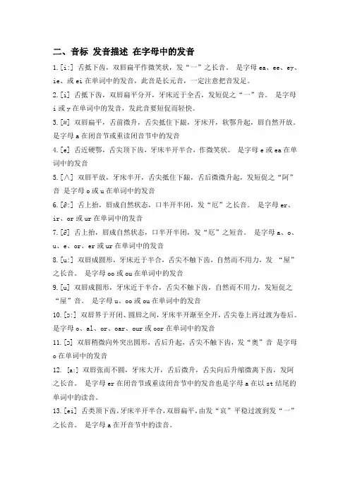 英语音标及字母组合对照