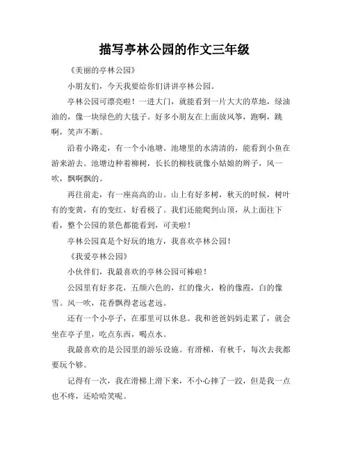 描写亭林公园的作文三年级