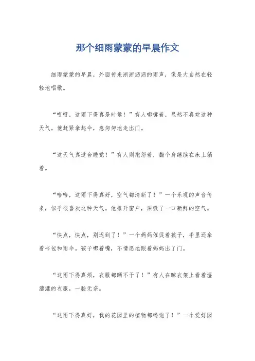 那个细雨蒙蒙的早晨作文