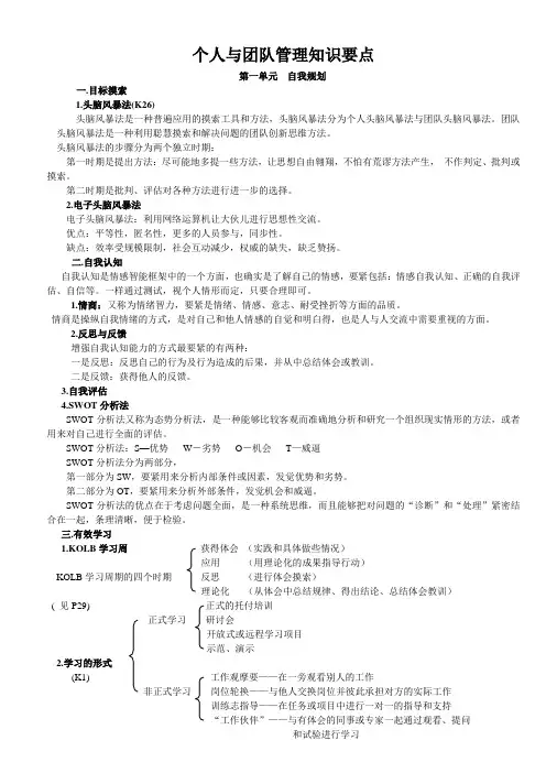 个人与团队管理知识要点