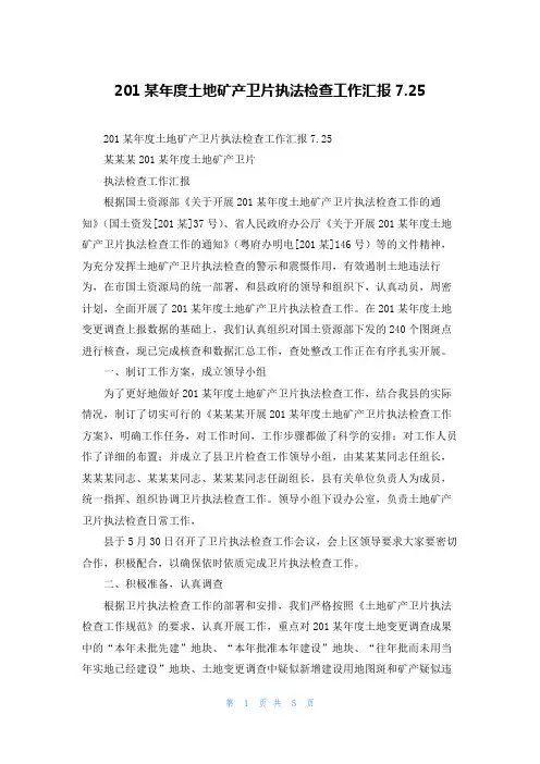 2022年度土地矿产卫片执法检查工作汇报7.25