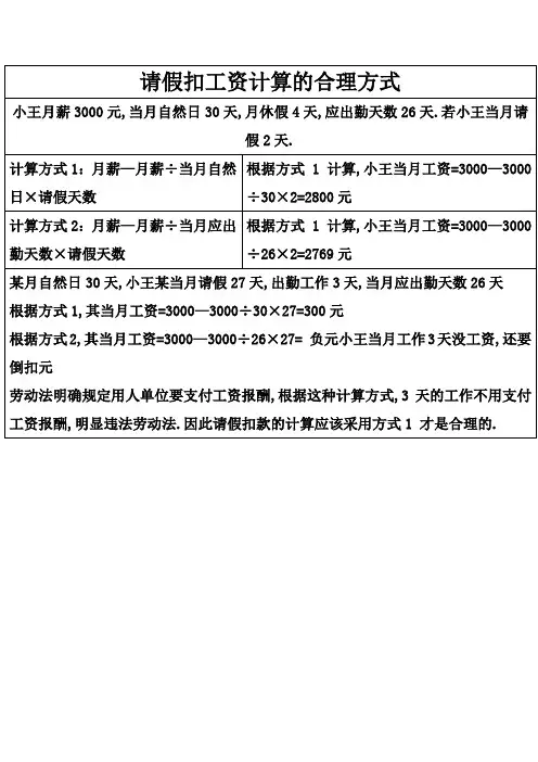 请假扣工资计算的合理方式