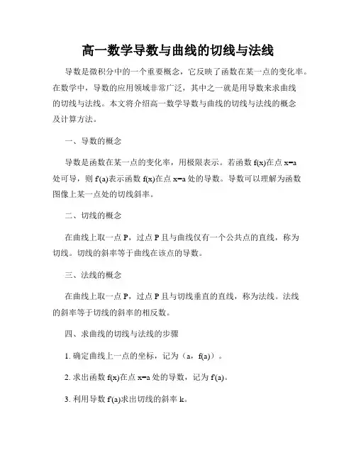 高一数学导数与曲线的切线与法线
