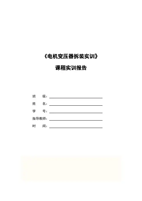 电机拆装实训指导书