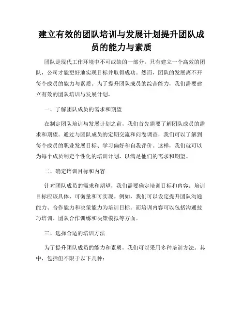 建立有效的团队培训与发展计划提升团队成员的能力与素质