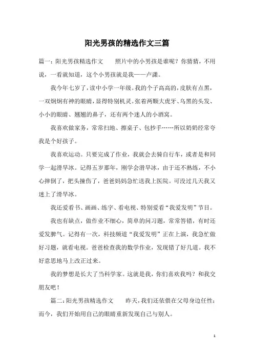 阳光男孩的精选作文三篇
