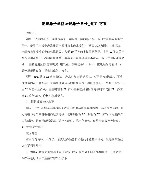 铜线鼻子规格及铜鼻子型号_图文[方案]