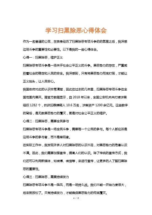 学习扫黑除恶心得体会
