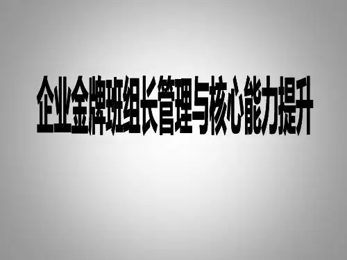 企业金牌班组长管理与核心能力提升课件
