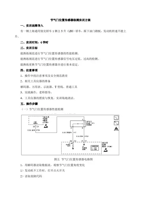 节气门位置传感器检测实训方案