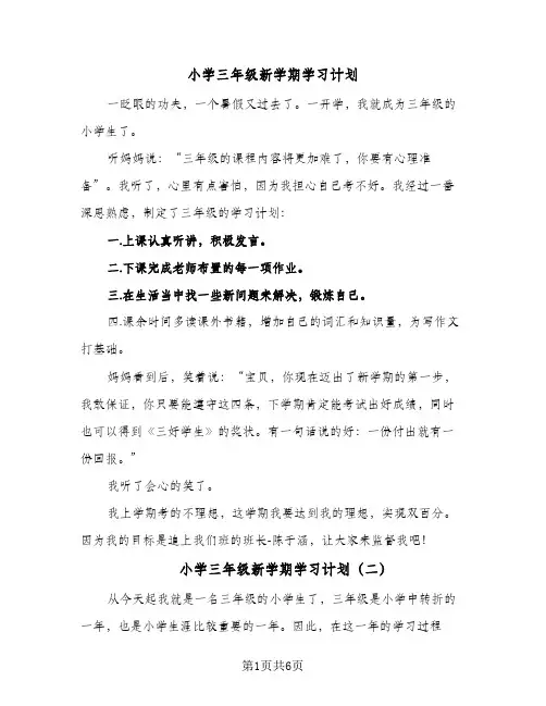 2024年小学三年级新学期学习计划（6篇）