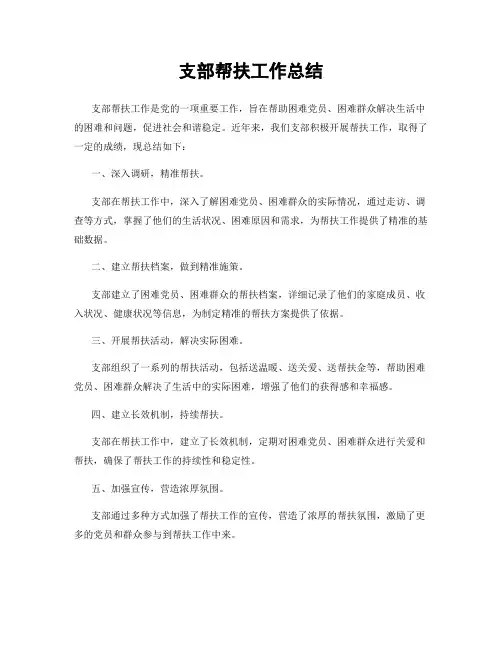 支部帮扶工作总结
