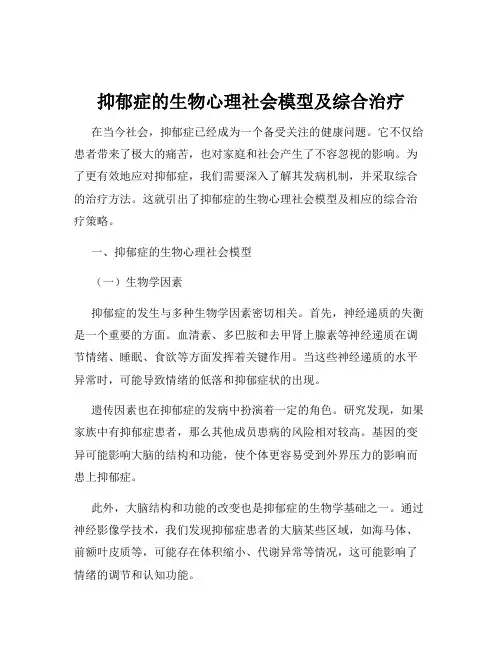 抑郁症的生物心理社会模型及综合治疗