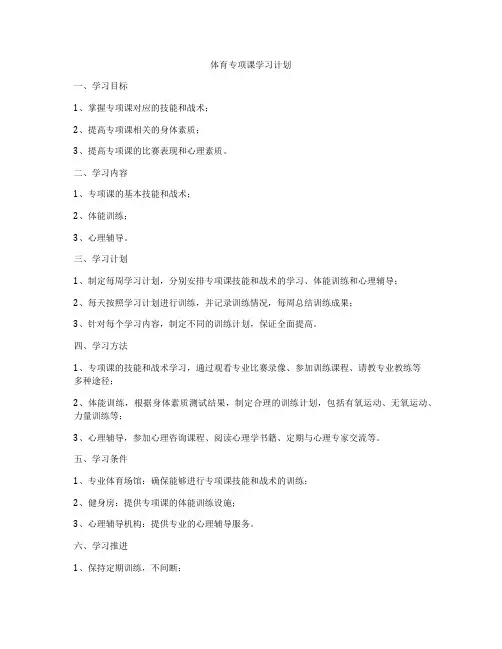体育专项课学习计划