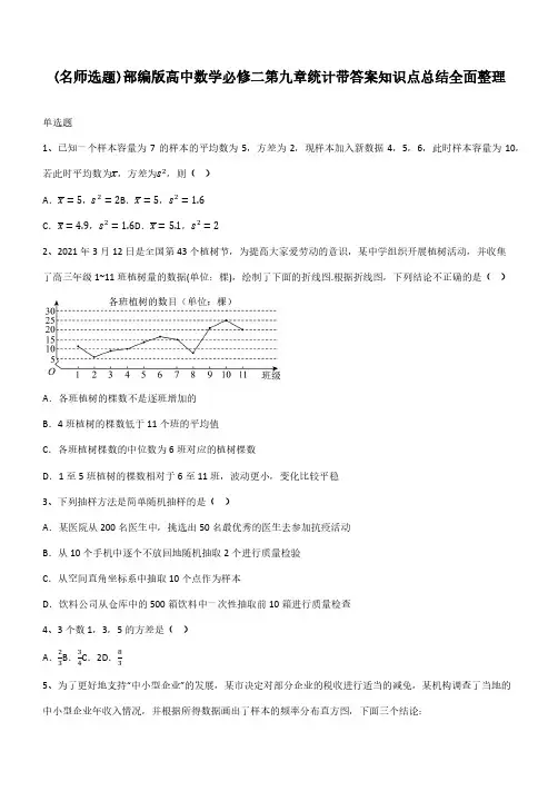 部编版高中数学必修二第九章统计带答案知识点总结全面整理