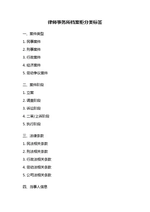 律师事务所档案柜分类标签
