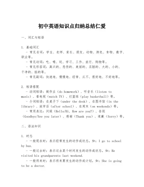 初中英语知识点归纳总结仁爱