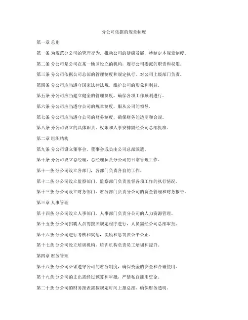 分公司依据的规章制度
