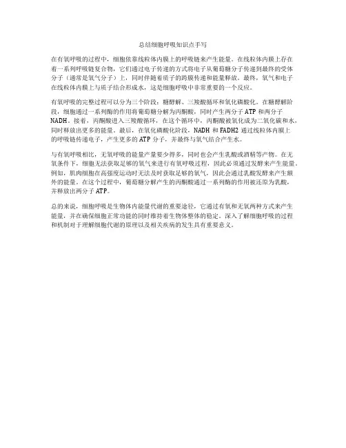 总结细胞呼吸知识点手写