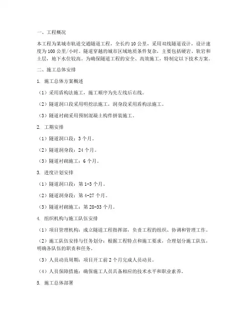 隧道工程施工技术方案