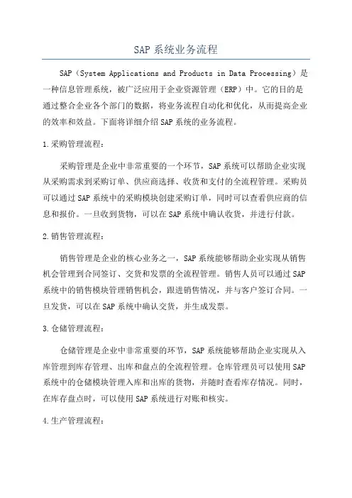 SAP系统业务流程