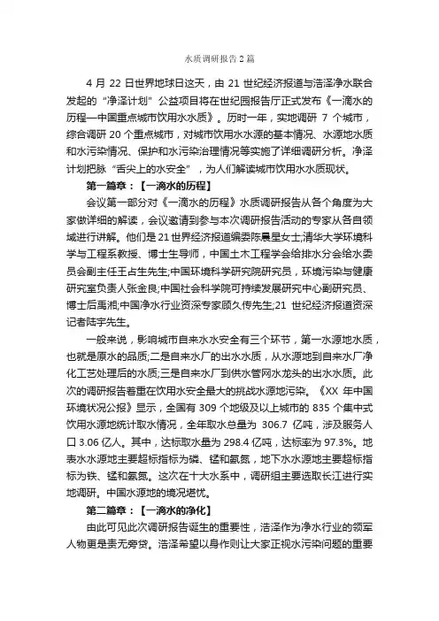 水质调研报告2篇_调研报告_
