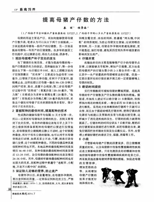 提高母猪产仔数的方法