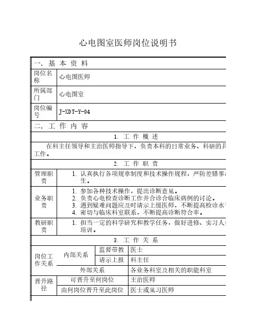 心电图室岗位说明书