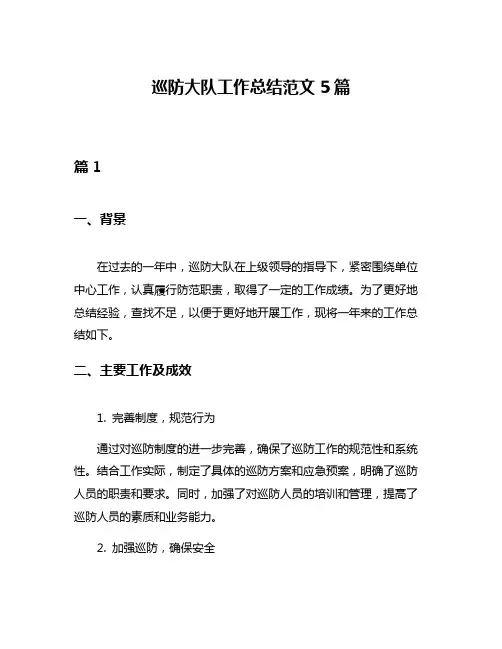 巡防大队工作总结范文5篇