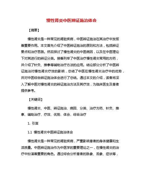 慢性肾炎中医辨证施治体会