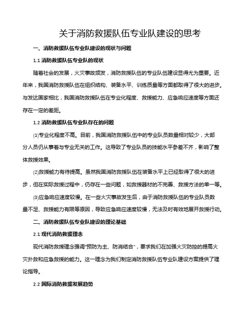 关于消防救援队伍专业队建设的思考