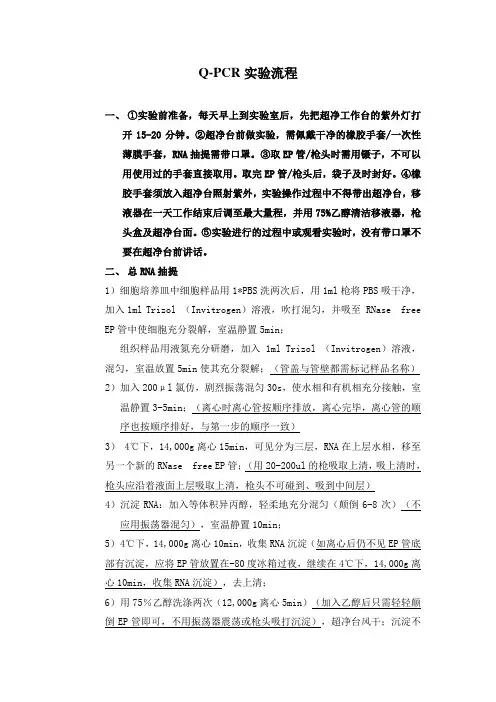qPCR实验操作流程