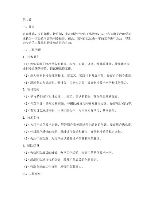 制冷技师工作总结范文(3篇)