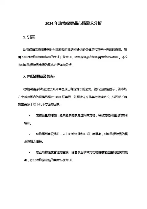 2024年动物保健品市场需求分析