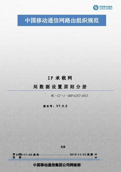 中国移动通信网络路由组织规范