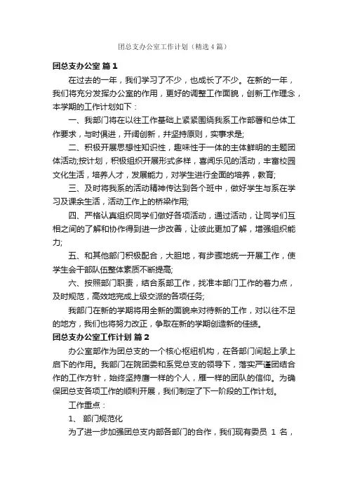 团总支办公室工作计划（精选4篇）