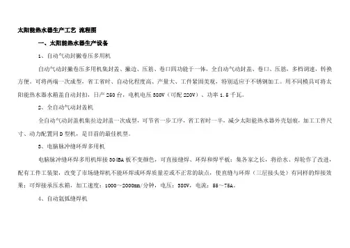 太阳能热水器生产工艺流程图