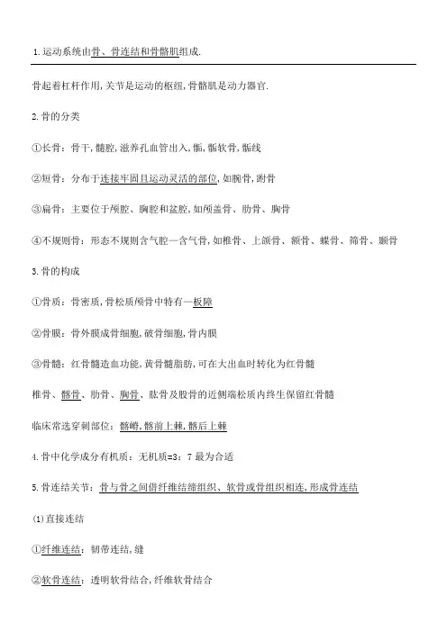 人体解剖学运动系统知识点