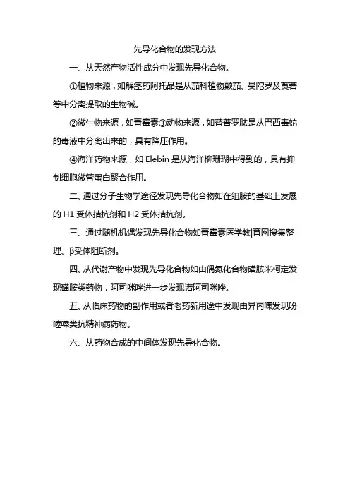 先导化合物的发现方法