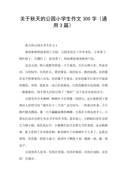 关于秋天的公园小学生作文300字(通用3篇)