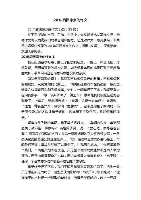 20年后回家乡的作文