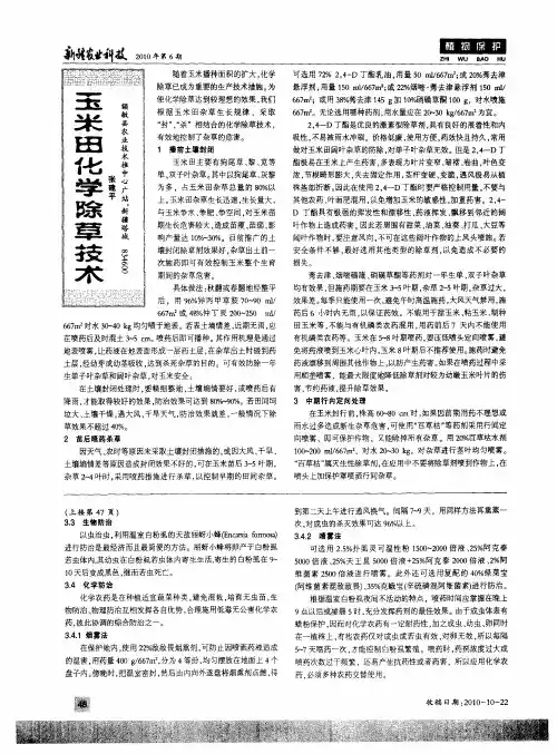 玉米田化学除草技术