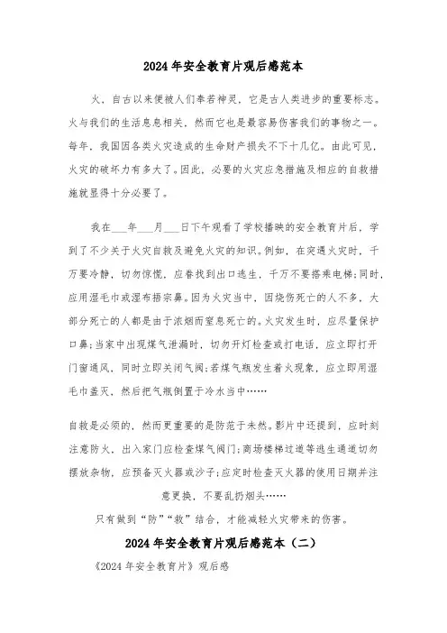 2024年安全教育片观后感范本(三篇)
